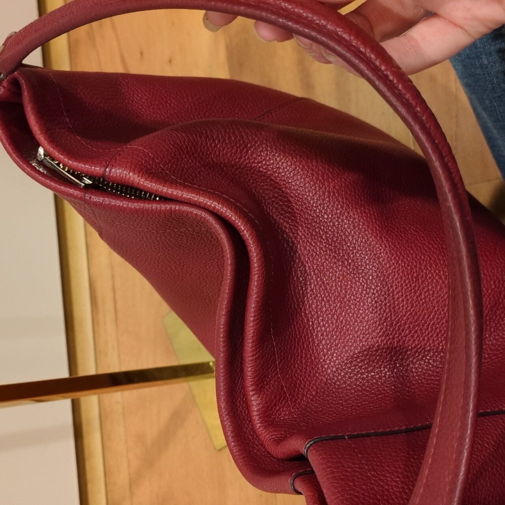 Coach GUC Red Burgundy Leather Hobo Shoulder Or Crossbody Bag Purse - Picture 5 of 16